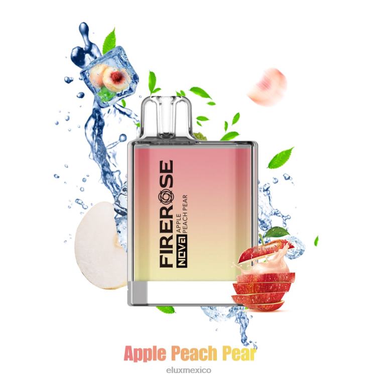 manzana durazno pera Elux Firerose Nova Vape disponible de 600 inhalaciones - Alux Mexico - ZVRTN20